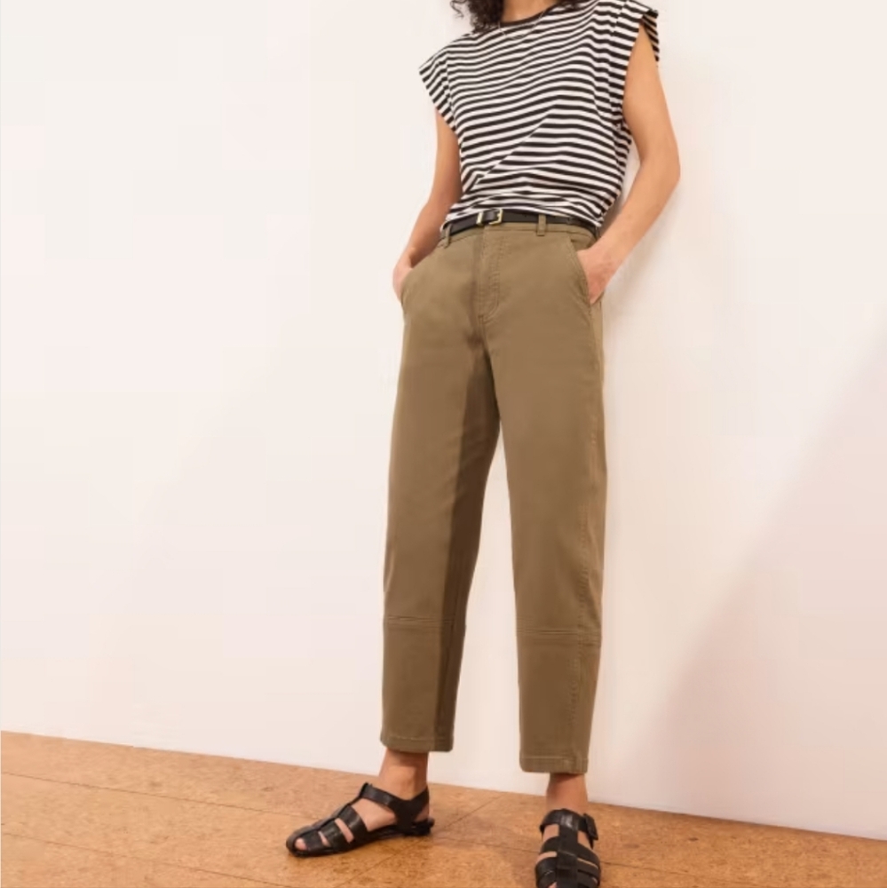 Everlane Utility Barrel Pant in khaki green